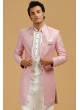 Art Silk Jacket Style Indowestern In Pink Color